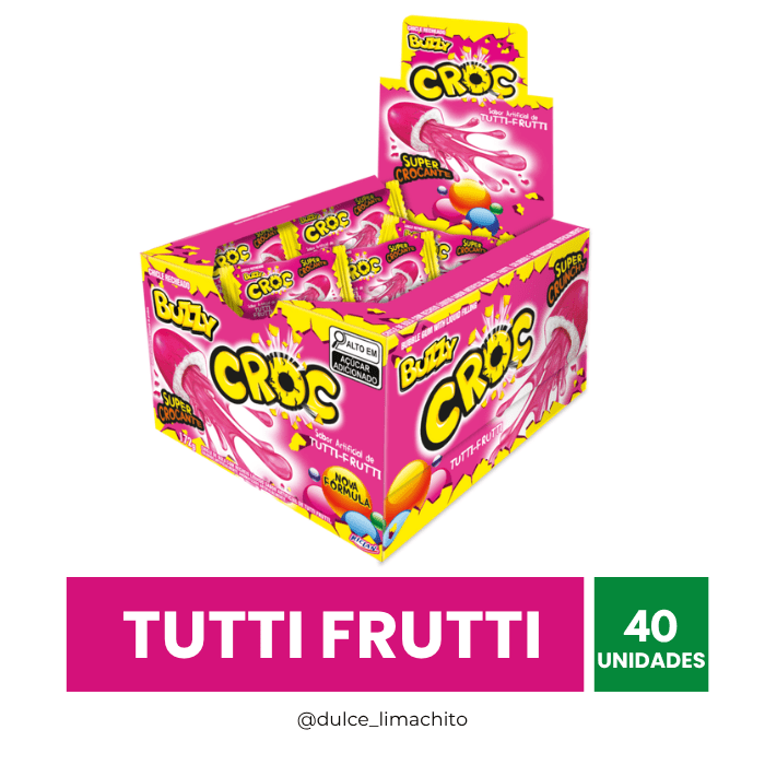 CHICLE CROC TUTTI FRUTTI DISPLAY 40 UNIDADES