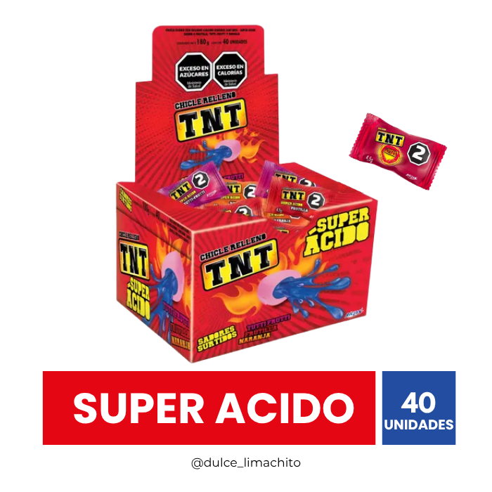 CHICLE TNT SUPER ACIDO DISPLAY 40 UNIDADES