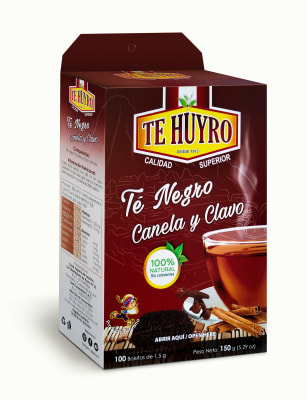 TE NEGRO, CANELA Y CLAVO FILTRANTE TE HUYRO x 100 SOBRES