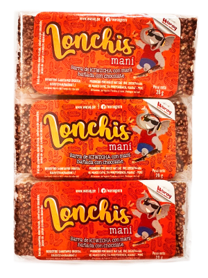 LONCHIS MANI BAÑADA CON CHOCOLATE - WARAQ - x 20 g. PACK x 6 BARRAS