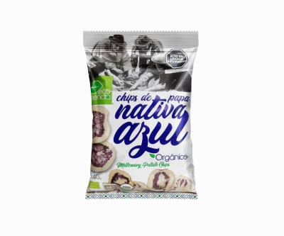 CHIPS PAPA NATIVA ORGÁNICA PULPA AZUL ECOFRENDA x 40 g.