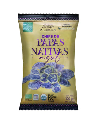 CHIPS PAPA NATIVA ORGÁNICA PULPA AZUL ECOFRENDA x 100 g.