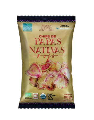 CHIPS PAPA NATIVA ORGÁNICA PULPA ROJA ECOFRENDA x 100 g.