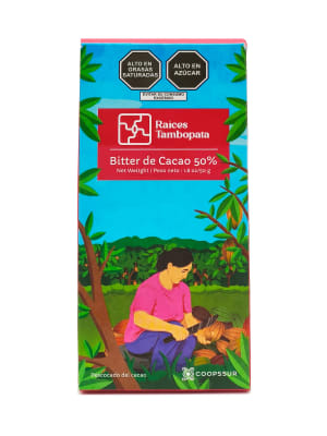 CHOCOLATE BITTER 50% CACAO - RAICES TAMBOPATA - x 50 g.