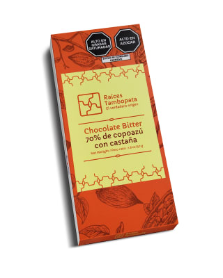 CHOCOLATE BITTER 70% COPOAZU CON CASTAÑA RAICES TAMBOPATA x 50 g.
