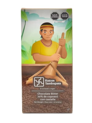 CHOCOLATE BITTER 70% COPOAZU CON CASTAÑA - RAICES TAMBOPATA - x 50 g.