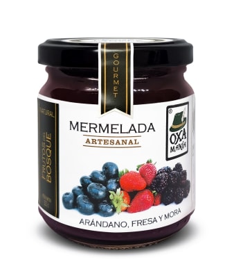 MERMELADA DE ARANDANO, FRESA Y MORA OXAMANIA x 220 g.