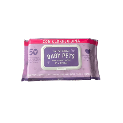 TOALLITAS HUMEDAS BABY PETS CLORHEXIDINA 50 UNI1