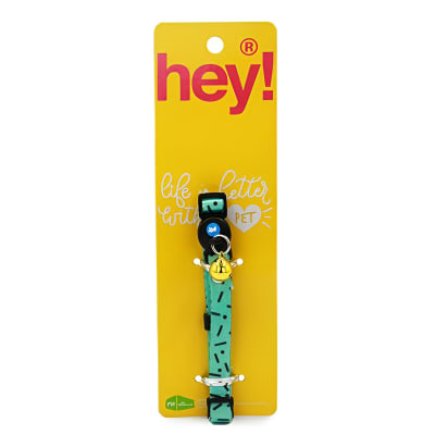 HEY! COLLAR PARA GATOS CELESTE CON CASCABEL