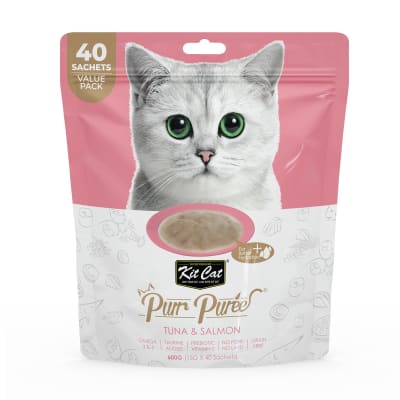 SNACK KIT CAT PURR PUREE TUNA Y SALMON 40UN X 15G