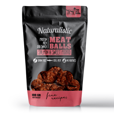 SNACK NATURALISTIC DOG MEATBALL SALMON AND SWEET POTATO 100GR