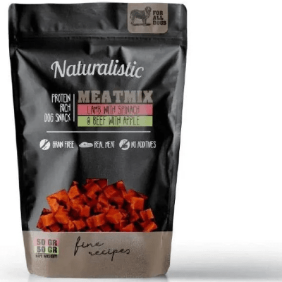 SNACK NATURALISTIC DOG LAMB SPINACH BEEF APPLE 100GR