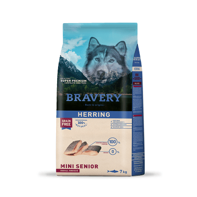 BRAVERY DOG MINI HERRING SENIOR 7KG