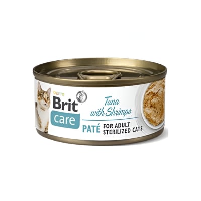 LATA BRIT CARE CAT STERILIZED TUNA PATE WITH SHRIMPS 70GR
