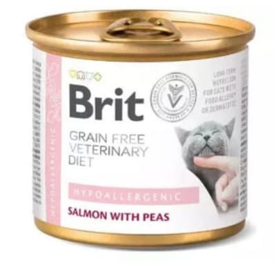 LATA BRIT VET CAT HYPOALLERGENIC SALMON PEA 200G