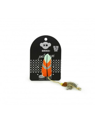 JUGUETE BRNX CAT PLUMA NARANJA CATNIP
