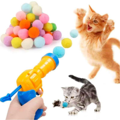 JUGUETE KIT PISTOLA + 10 BOLAS PARA GATOS