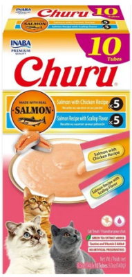 CHURU CAT SALMON CHICKEN RICIPE Y SALMON WITH SCALLOP RICIPE 10 UNI.