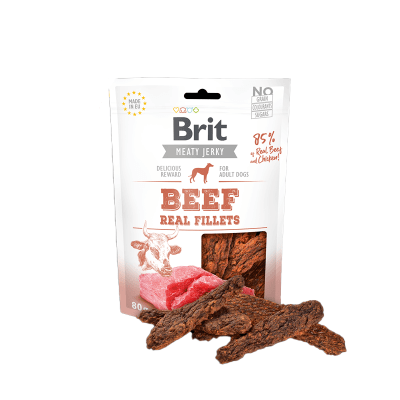 JERKY SNACK BRIT CARE DOG BEEF FILLETS 80 Y 200GR1