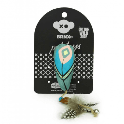 JUGUETE BRNX GATO PLUMA CATNIP CELESTE
