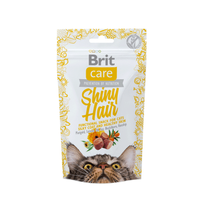 SNACK BRIT CARE CAT SHINY HAIR 50GR