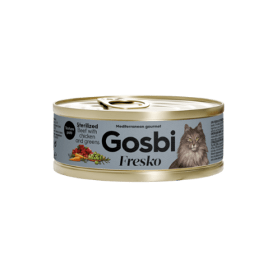 LATA GOSBI CAT FRESKO STERILIZED BEEF CHICKEN GREENS 70G1