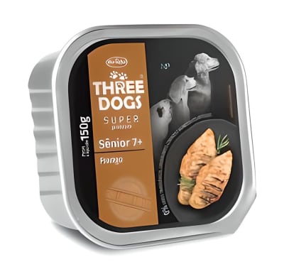 PATE THREE DOG SUPER PREMIUM SENIOR +7 AÑOS POLLO  150G