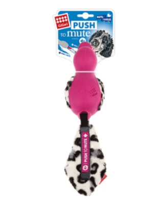 JUGUETE GIGWI PATO PUSH TO MUTE ROSADO CON COLA FELPA1