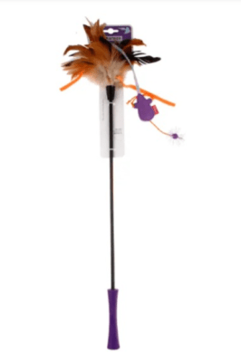 JUGUETE GIGWI VARILLA FEATHER TEASER PLUMA NATURAL Y RATON
