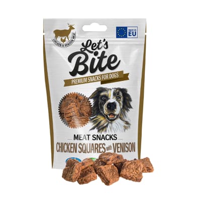 SNACK BRIT LETS BITE CHICKEN SQUARES WITH VENISON 80G1