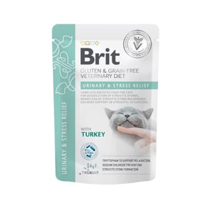 SACHET BRIT VET CAT URINARY Y STRESS RELIEF TURKEY 85 Gr