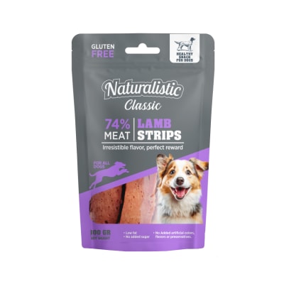 SNACK NATURALISTIC DOG LAMB STRIPS 100GR1
