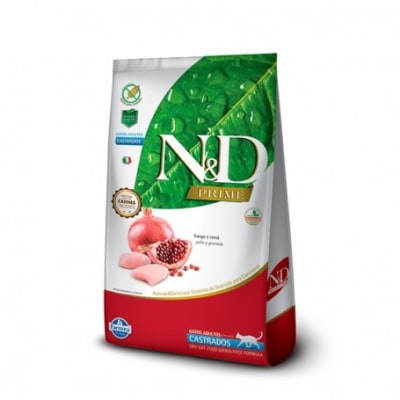 N&D CAT PRIME ADULT CASTRADO POLLO Y GRANADA 7,5 KG1