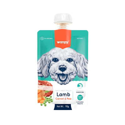 WANPY DOG TASTY MEAT PASTE LAMB CARROT PEAS 90G1