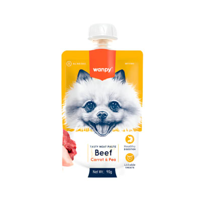 WANPY DOG TASTY MEAT PASTE BEEF CARROT PEAS 90G