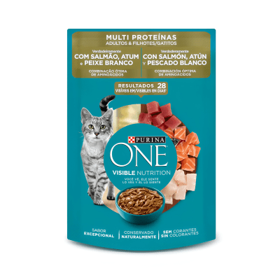SACHET PURINA ONE CAT MULTI PROTEÍNA ADULTO Y KITTEN 85 G1
