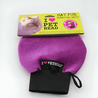 GUANTE SACA PELO GATO MORADO I LOVE PET HEAD1