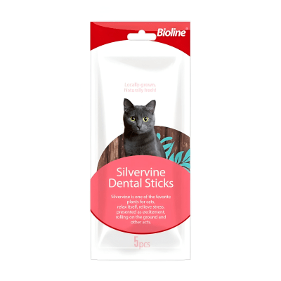 SNACK VARILLA CATNIP DENTAL STICKS BIOLINE PACK 5UNI