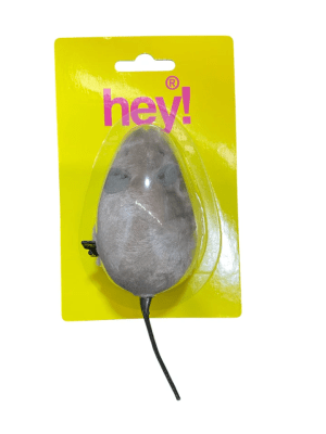 JUGUETE HEY CAT  RATON GRIS CON CUERDA