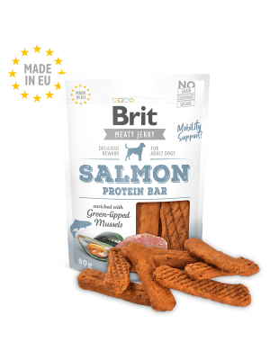 JERKY SNACK BRIT CARE DOG SALMON PROTEIN BAR 80 GR