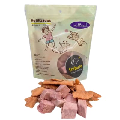 SNACK TRIBUTO CRUDO CAT DOG MIX SALMON ATUN 100 GRS