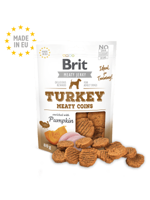 JERKY SNACK BRIT CARE DOG TURKEY MEATY COINS 200g