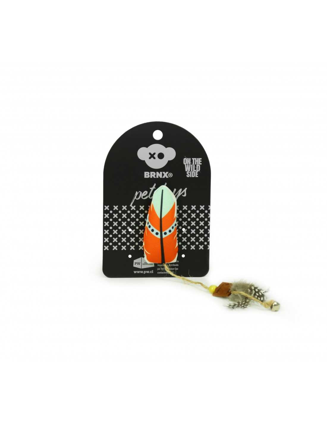 JUGUETE BRNX CAT PLUMA NARANJA CATNIP