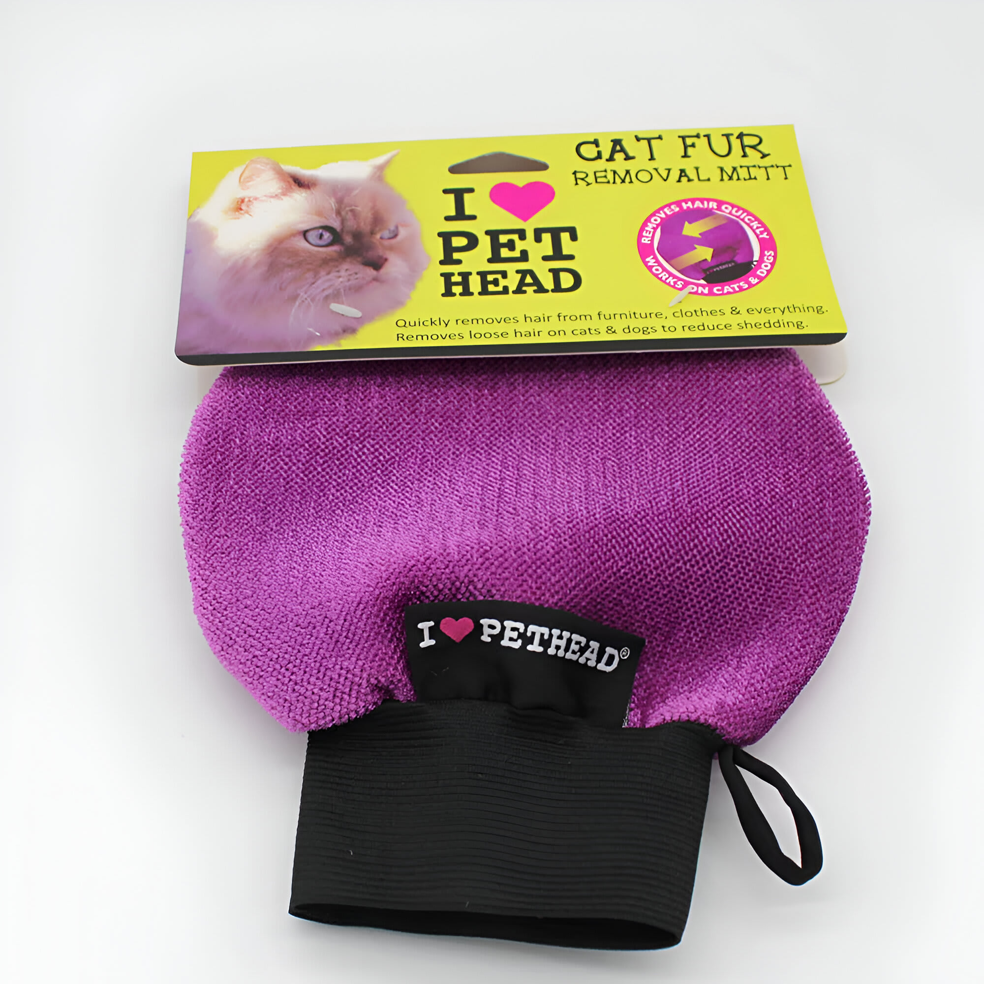 GUANTE SACA PELO GATO MORADO I LOVE PET HEAD