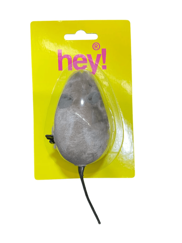 JUGUETE HEY CAT  RATON GRIS CON CUERDA