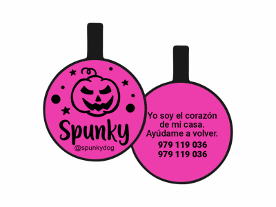 PLACA DE IDENTIFICACIÓN HALLOWEEN CÍRCULO - CALABAZA