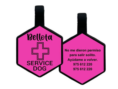 PLACA DE IDENTIFICACIÓN HEXÁGONO - PERRO DE SERVICIO CRUZ