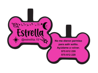 PLACA DE IDENTIFICACIÓN HUESO - ESTRELLA FUGAZ