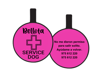 PLACA DE IDENTIFICACIÓN CIRCULO - PERRO DE SERVICIO CRUZ