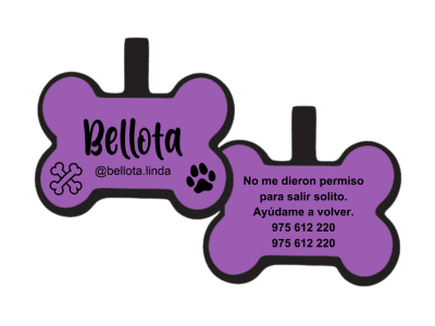 PLACA DE IDENTIFICACIÓN HUESO - DOGGIE PAW